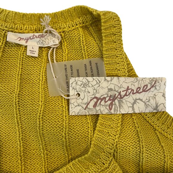 NWT Mystree Ribbed Tank Sweater Yellow/Gold Size L - Picture 4 of 5